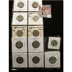 (12) Jefferson Nickels in holders including a Silver War Nickel.