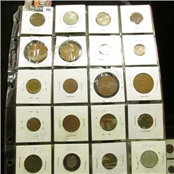 (20) Various Foreign Coins in a plastic page.
