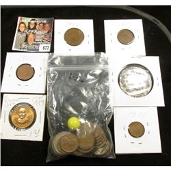 Group of Left overs including a couple of marbles, Missouri Medal, Foreign Coins & Wheat Cents.