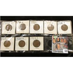 1919S, 20S, 21P, S, 24S, 25P, D, & S Lincoln Cents, grades up to EF.