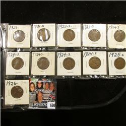 (4) 1921 S, (5) 24 S, 25 S, & 26 P Lincoln Cents, grades up to EF.