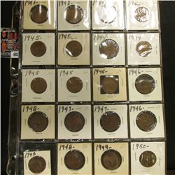 20-Pocket Plastic Page with a collection of Great Britain Half Pennies dated 1943-50.