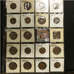 20-Pocket Plastic Page with a collection of (19) Great Britain Half Pennies dated 1950-57.