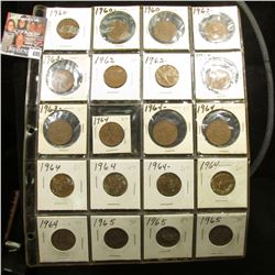 20-Pocket Plastic Page with a collection of (20) Great Britain Half Pennies dated 1960-65.