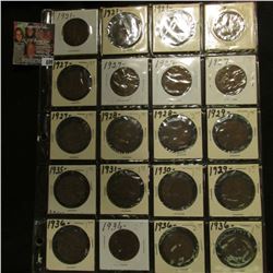 20-Pocket Plastic Page with a collection of (20) Great Britain Pennies dated 1921-36.
