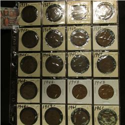 20-Pocket Plastic Page with a collection of (20) Great Britain Pennies dated 1937-61.