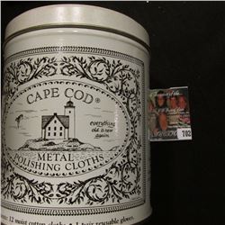 "Cape Cod Metal Polishing Cloths" Tin; several table boards advertising "Pusser's Rum"; Coin show ad