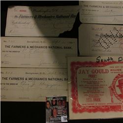 Several late 1800 or early 1900 Washington, D.C. or Georgetown, D.C. checks; several Crete, Ill. ear
