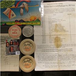 1923 P U.S. Peace Silver Dollar, VF; Post card "The Pioneer Seed Corn You Ordered Has Arrived Please