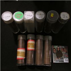(10) Rolls of Lincoln Cents in plastic tubes, all marked "S" or "S Wheats, a cursory look indicates 