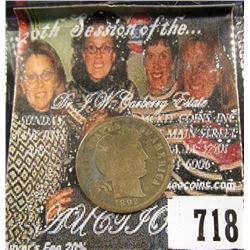 1892 S Barber Dime. G-AG.