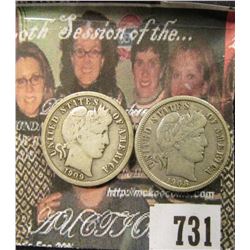 1908 D VF & 1909 F Barber Dimes.