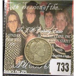 1910 Barber Dime. VF.