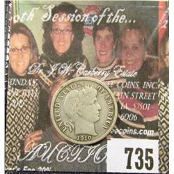 1910 S Barber Dime. F.