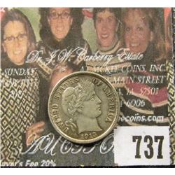 1913 Barber Dime. EF.