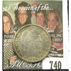 1894 S Barber Quarter VF Rough Surfaces and Slight Bend.