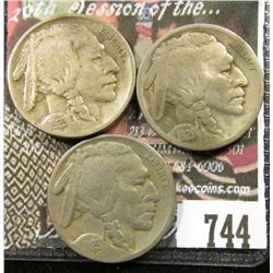 1921 VG, 1923 F & 1923 S VG  Buffalo Nickels.