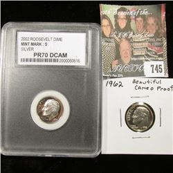 1962 P Superb Cameo Proof & 2002 S Silver Roosevelt Dime PCC clabbed PR70 DCAM.