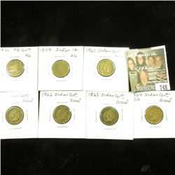 1858 SL Flying Eagle Cent, AG; 1859 Indian Cents, AG; 1860 Good; 1861, Good; 1862, Good; 1863, Good;