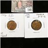 Image 1 : 1946 S/D VF Cleaned, & 1972 Double Die Obverse, CONECA 3-0-1 Lincoln Cents.