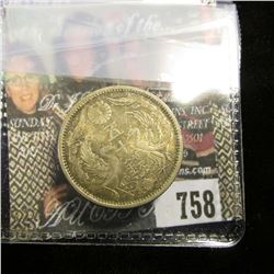 1923 Japan Silver Five Sen, Nice original toned AU.