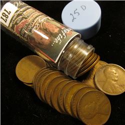 1925 D Solid-date Roll of Lincoln Cents (54 pcs.) Grades up to Fine.