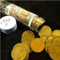 1933 P Solid-date Roll of Lincoln Cents (more than 50 pcs.) Many grade up to VF.