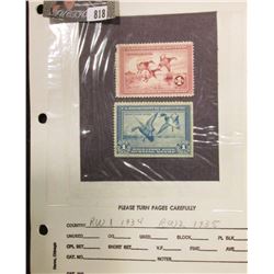 RW1 1934 & RW2 1935 U.S. Department of Agriculture Migratory Bird Stamps. Both Unused, no gum.