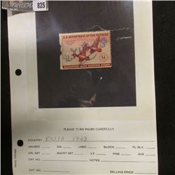 RW10 1943 U.S. Department of Agriculture Migratory Bird Stamp. Used with Signature.