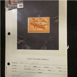 RW11 1944 U.S. Department of Agriculture Migratory Bird Stamp. Used with Signature.