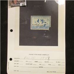 RW15 1948 U.S. Department of Agriculture Migratory Bird Stamp. Damaged.
