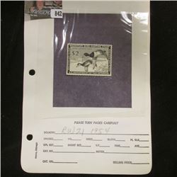 RW21 1954 U.S. Department of Agriculture Migratory Bird Stamp, signed.