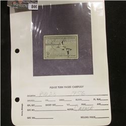 RW23 1956 U.S. Department of Agriculture Migratory Bird Stamp, signed, crease.