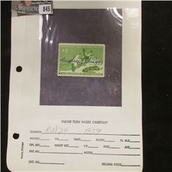 RW24 1957 U.S. Department of Agriculture Migratory Bird Stamp, signed.