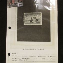 RW25 1958 U.S. Department of Agriculture Migratory Bird Stamp, signed.