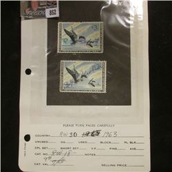 Pair of RW30 1963 U.S. Department of Agriculture Migratory Bird Stamps, signed.