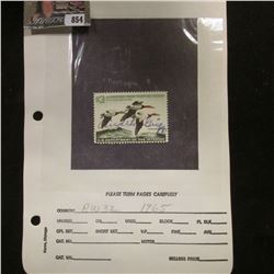 RW32 1965 U.S. Department of Agriculture Migratory Bird Stamp, Fine, signed.