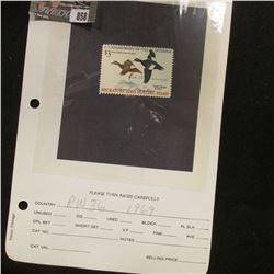 RW36 1969 U.S. Department of Agriculture Migratory Bird Stamp, Fine, signed.