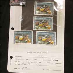 (4) RW40 1973 U.S. Department of Agriculture Migratory Bird Stamps, Fine, signed.