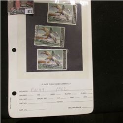 (3) RW48 1982 U.S. Department of Agriculture Migratory Bird Stamps, Fine, signed.