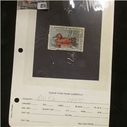 RW52 1985 U.S. Department of Agriculture Migratory Bird Stamp, Fine, signed by D.L. Hampshire, whom 