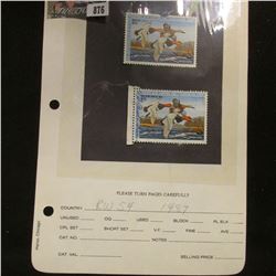Pair RW54 1987 U.S. Department of Agriculture Migratory Bird Stamps, Fine, signed.