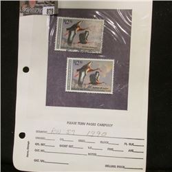 Pair RW57 1990 U.S. Department of Agriculture Migratory Bird Stamps, Fine, signed.