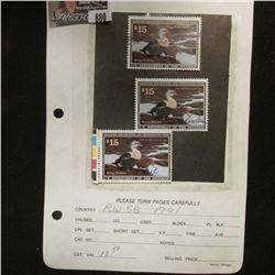 (4) RW58 1991 U.S. Department of Agriculture Migratory Bird Stamps, Fine, signed.