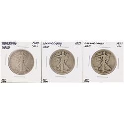 Set of (3) Walking Liberty Half Dollar Key Date Coins
