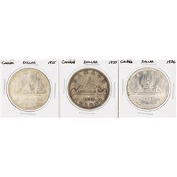 Lot of (3) 1935-1936 Canada $1 Silver Coins