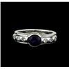 Image 1 : 14KT White Gold 1.28ct Blue Sapphire and Diamond Ring