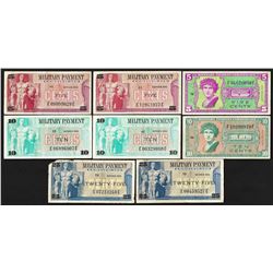 Lot of (8) Assorted Military Payment Certificate Notes