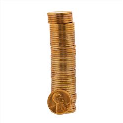 (50) 1942-D Brilliant Uncirculated Lincoln Wheat Penny Roll