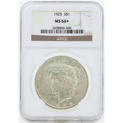 1925 $1 Peace Silver Dollar Coin NGC MS66+